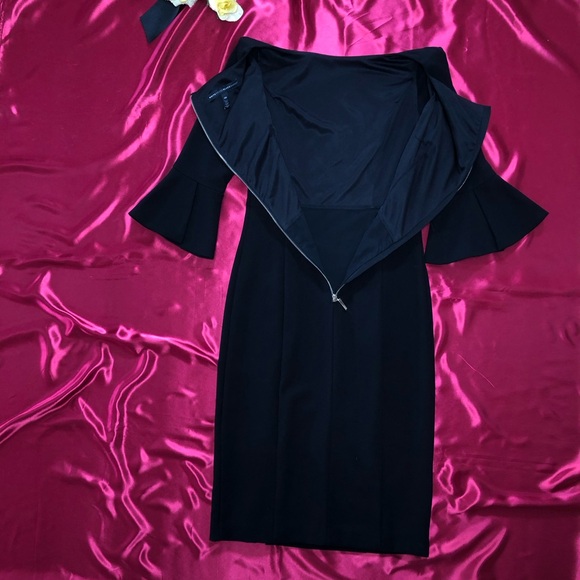 ⭐️NEW⭐️White House Black Market (WHBM) Black 3/4 Bell Sleeve Sheath Dress - Picture 8 of 11